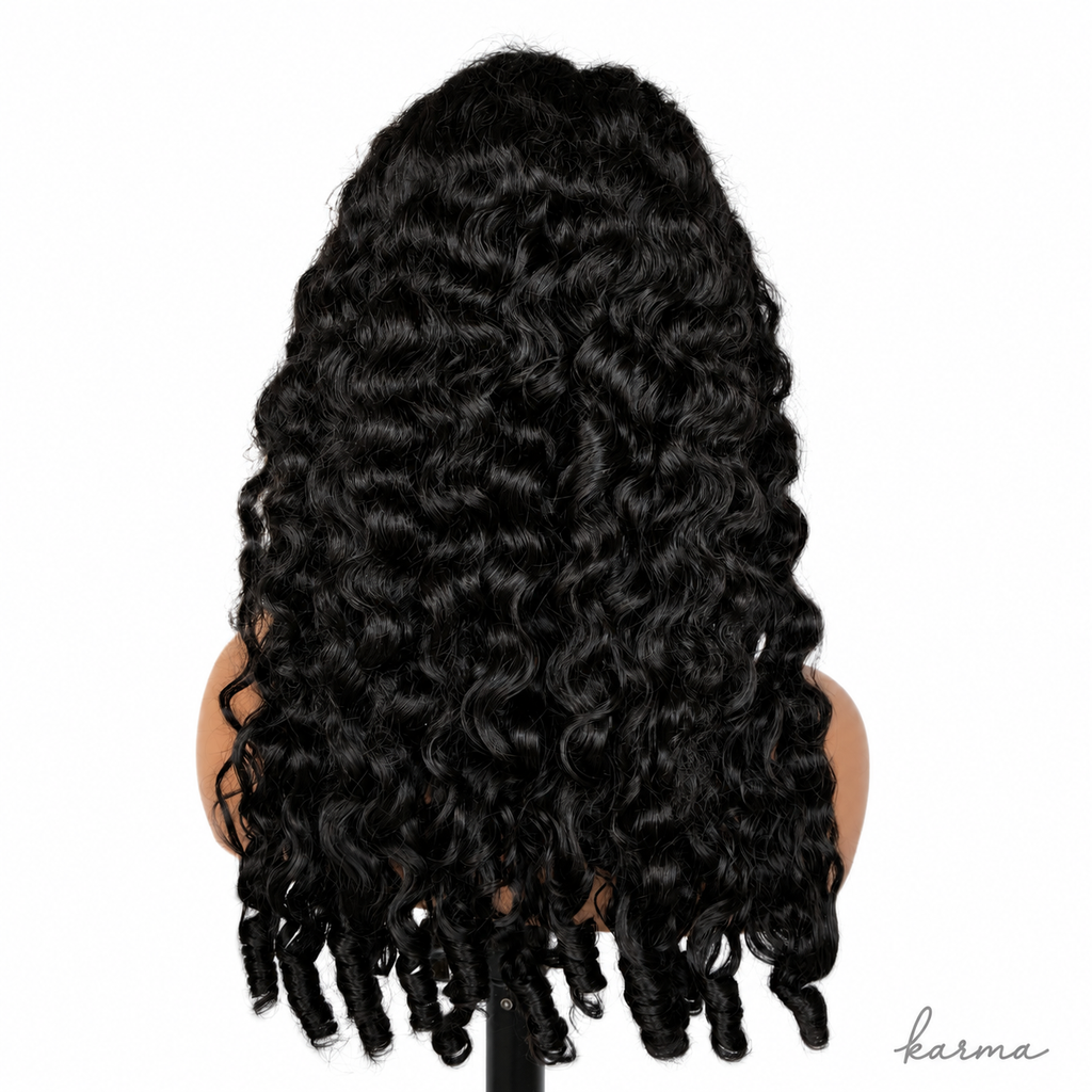 Anchored | Burmese Curly 4×4 HD Closure Human Hair Blend Lace Front Wig image 5