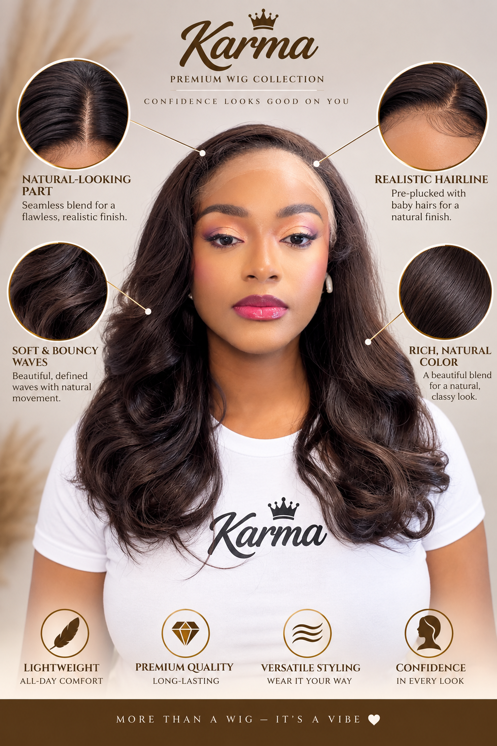 Favored | 18 Inch Brown Layered Human Hair Blend Lace Front Wig image 3