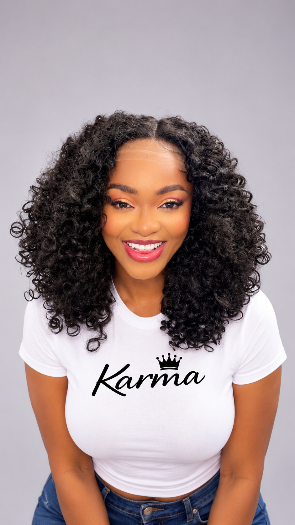 Rooted Afro Kinky Curly Bob Cut, Human Hair Blend Lace Front Wig image 3