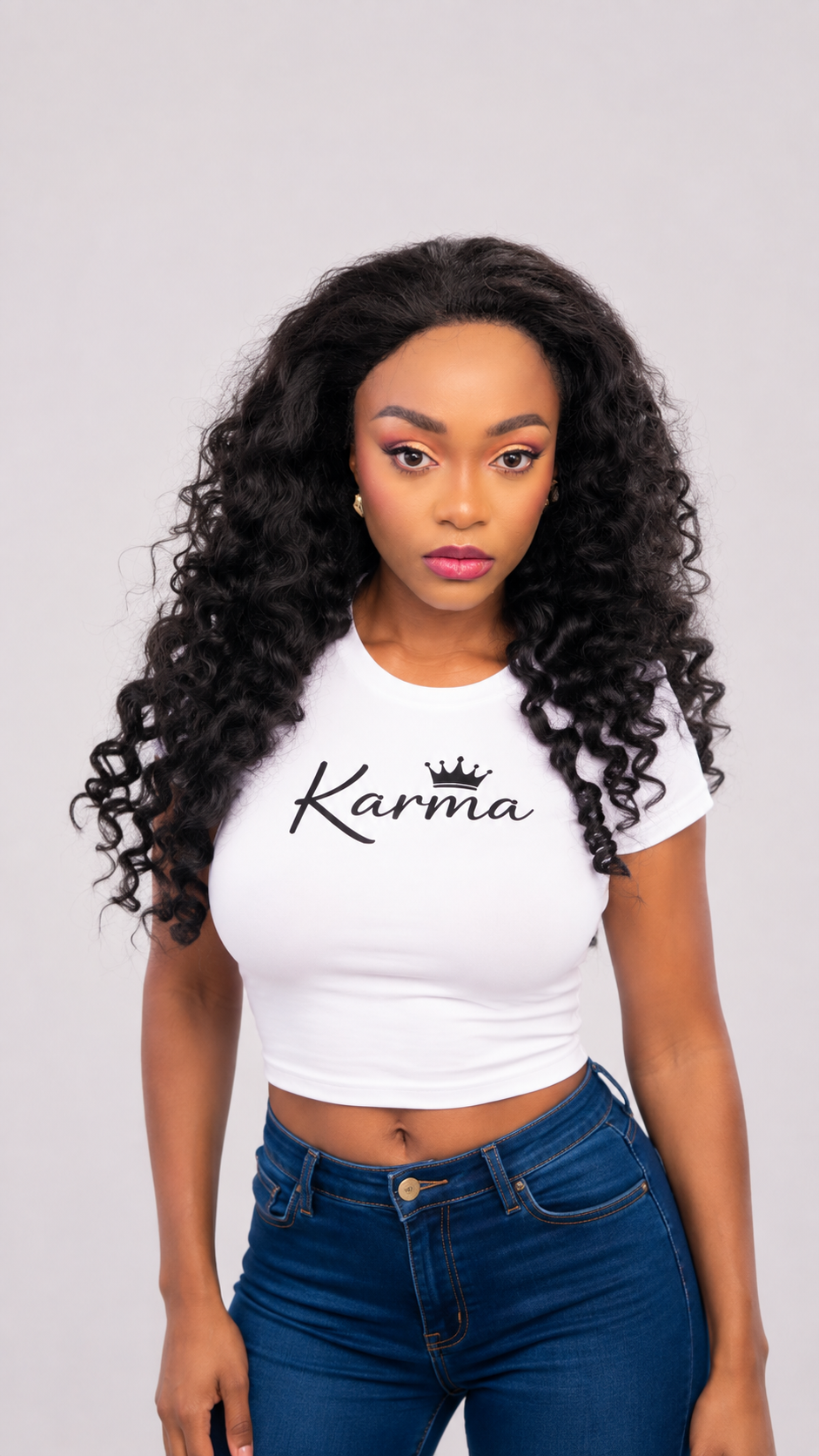 Anchored | Burmese Curly 4×4 HD Closure Human Hair Blend Lace Front Wig image 1