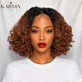 The Soft Life | 16 inches Ombre Brown Curly Bob Human Hair Blend Lace Front Wig image 0