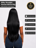 Unshaken Human Hair Blend Lace Front Wig - 30in Silky Straight 13×6 HD Lace, Glueless, Heat Resistant image 0