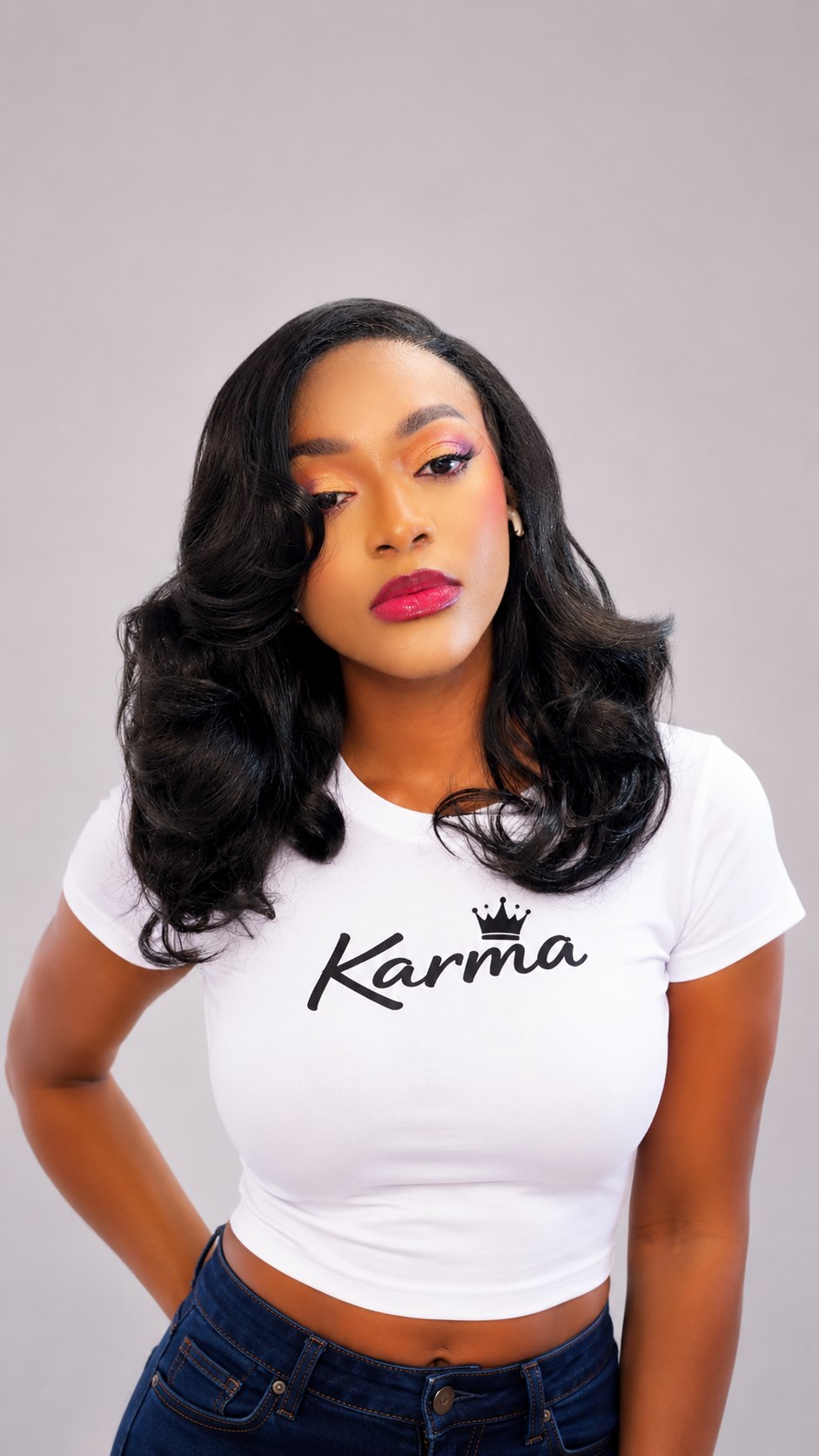 Unstoppable | Natural Black 13×6 HD Glueless Loose Body Wave Human Hair Blend Lace Front Wig image 4