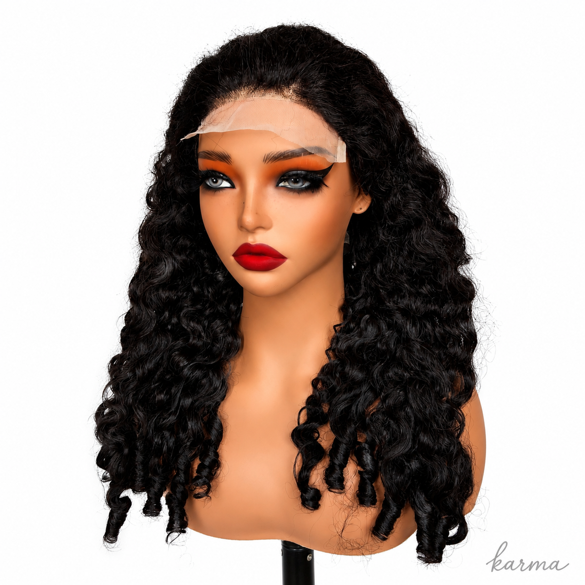 Anchored | Burmese Curly 4×4 HD Closure Human Hair Blend Lace Front Wig image 0