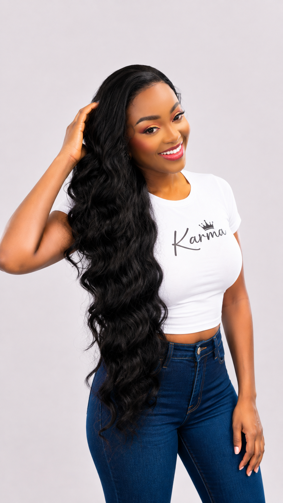 Overflow | 30" Natural Wavy 13×6 HD Human Hair Blend Lace Front Wig image 0