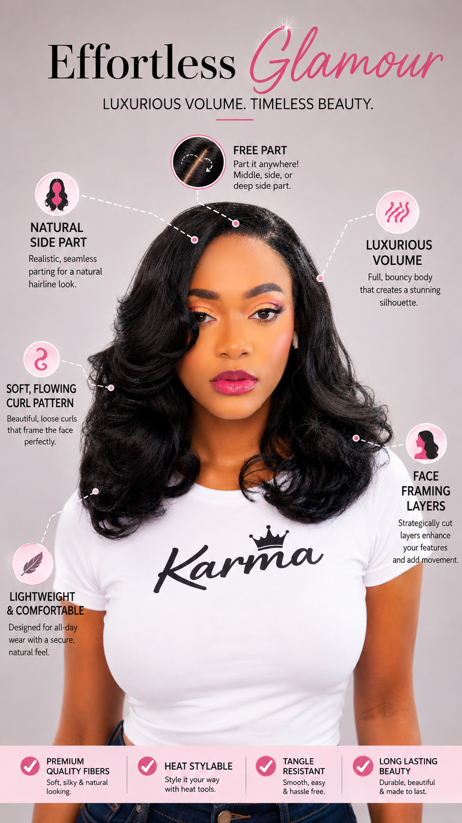 Unstoppable | Natural Black 13×6 HD Glueless Loose Body Wave Human Hair Blend Lace Front Wig image 2
