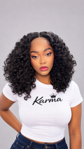 Rooted Afro Kinky Curly Bob Cut, Human Hair Blend Lace Front Wig image 0
