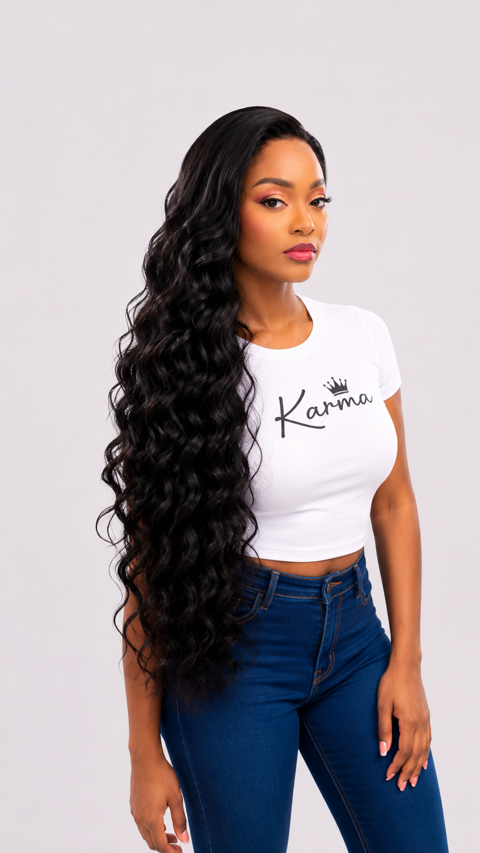 Overflow | 30" Natural Wavy 13×6 HD Human Hair Blend Lace Front Wig image 2