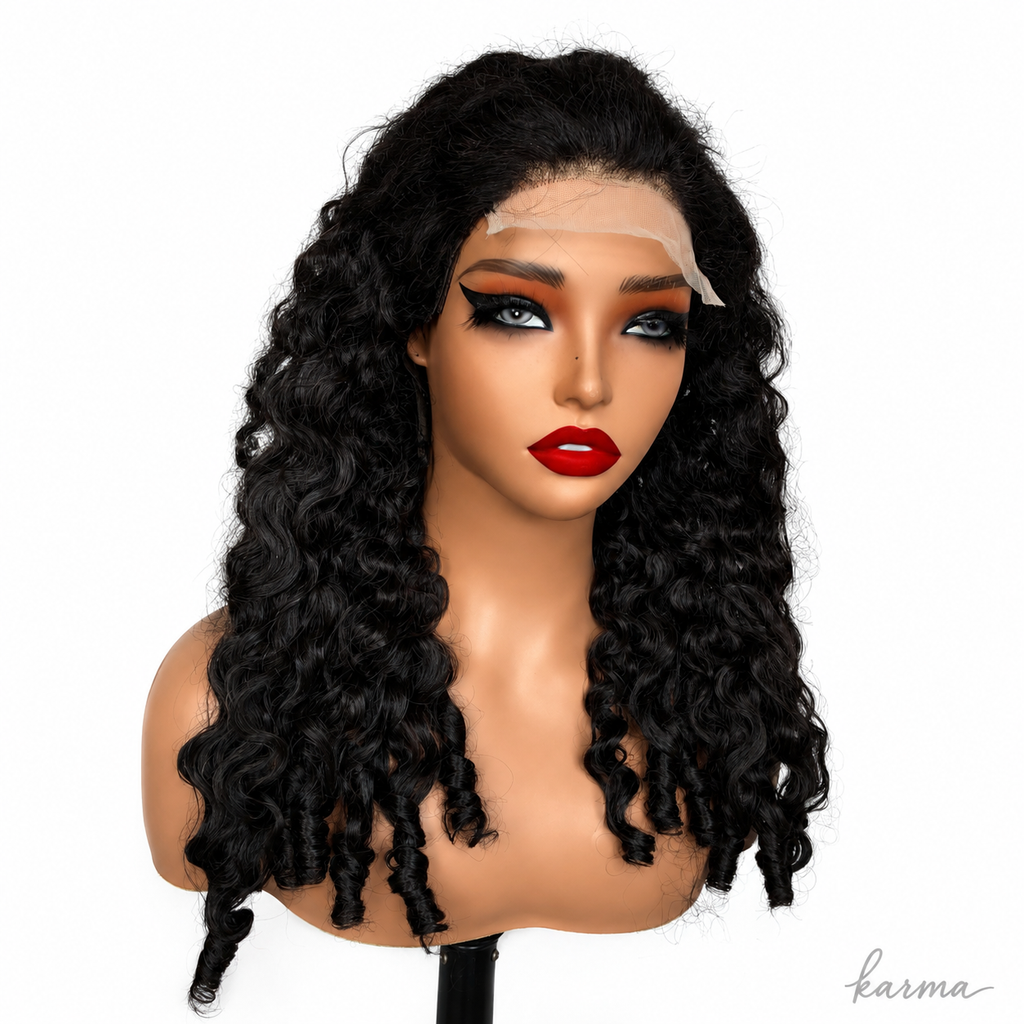 Anchored | Burmese Curly 4×4 HD Closure Human Hair Blend Lace Front Wig image 4